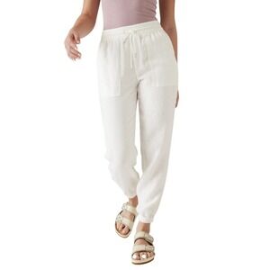 Athleta Retreat Linen High Rise Jogger Pants Womens Size 8 White Beachy Coastal